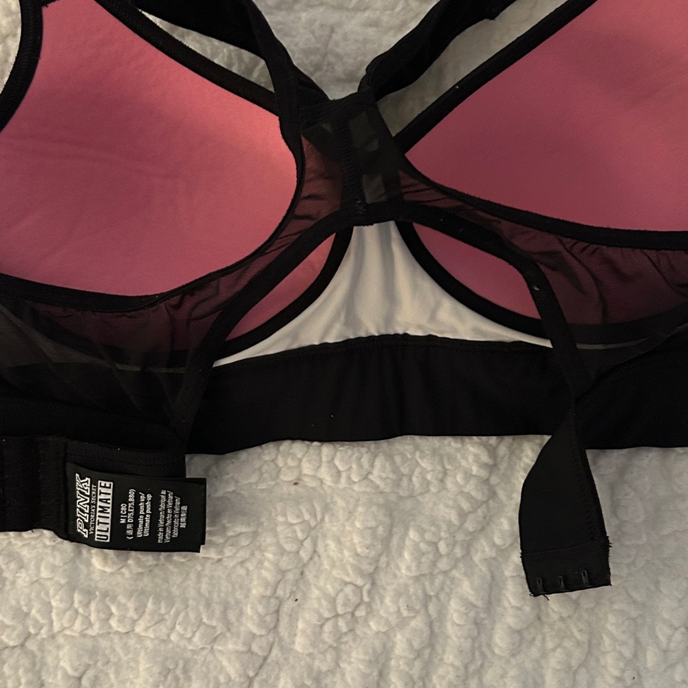 PINK Victoria's Secret Black & White Marble Racerback Sports Bra - Picture 4 of 5